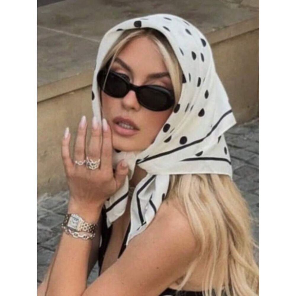 Classic White Polka Dot Headscarf - Stylish Women’s Accessory R 504